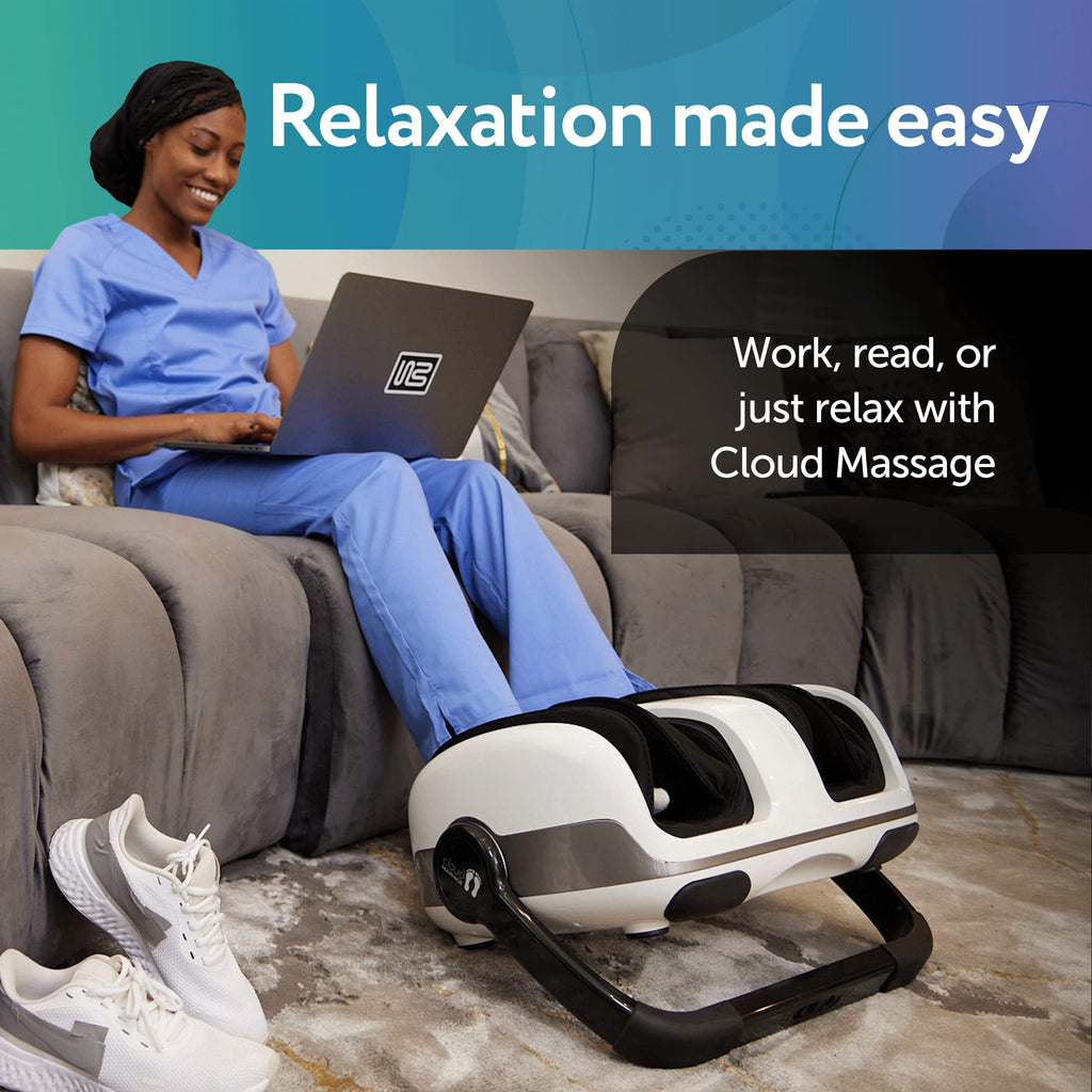 Cloud Massage Shiatsu Foot Massager with Heat, Standard Size, White