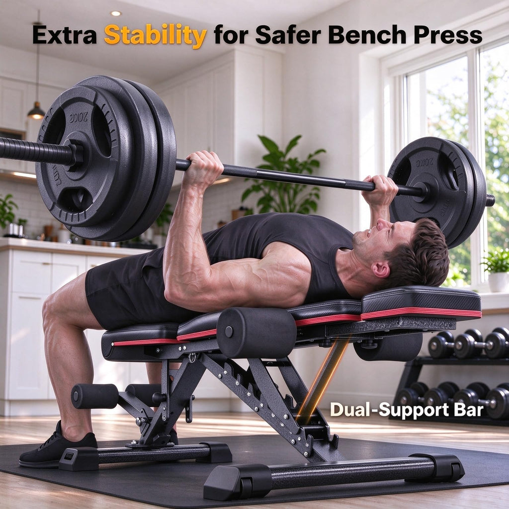 YOLEO Adjustable Weight Bench, ASTM-Certified 827LBS
