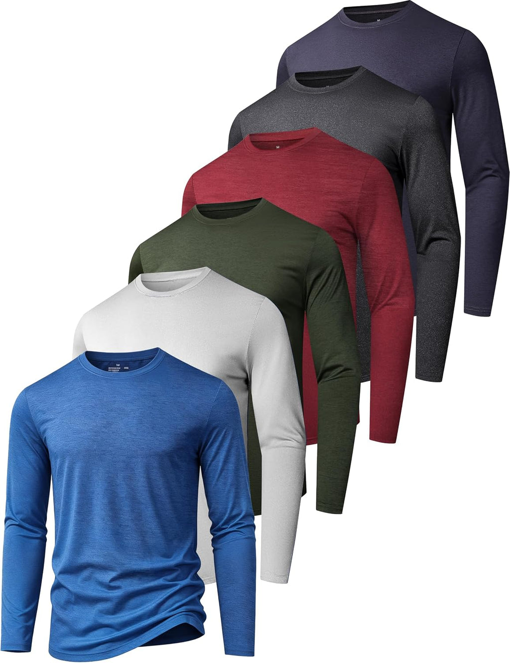 OYGSieg 6/7 Pack Men's Quick Dry Long Sleeve UPF50+ Sun Shirts