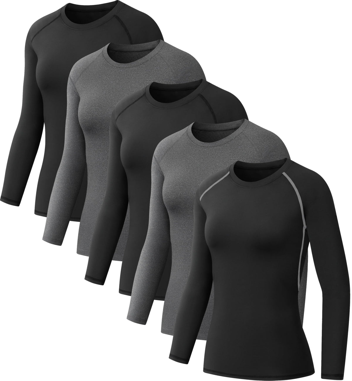 5 Pack Women's Compression Shirts Long Sleeve for Workout & Baselayer