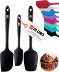 DI ORO Silicone Spatula Set - 600F Heat Resistant, 3-Pc Black