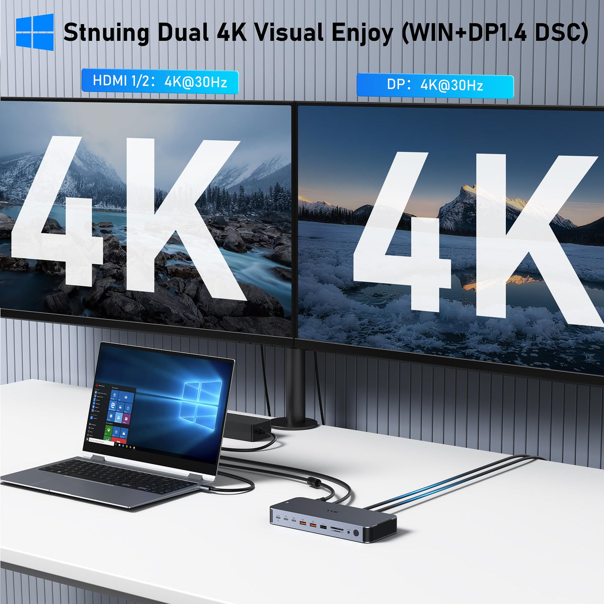 USB C Laptop Docking Station Dual Monitor HDMI USB C Hub Multiport Adapter