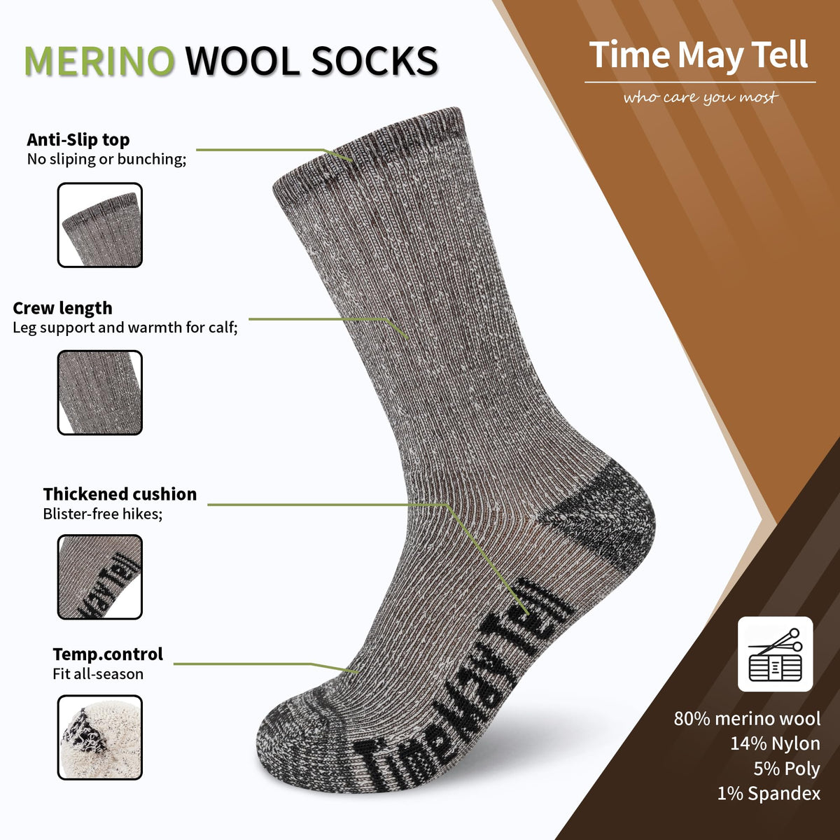 Merino Wool Socks for Men & Women, Thermal Warm Winter Socks