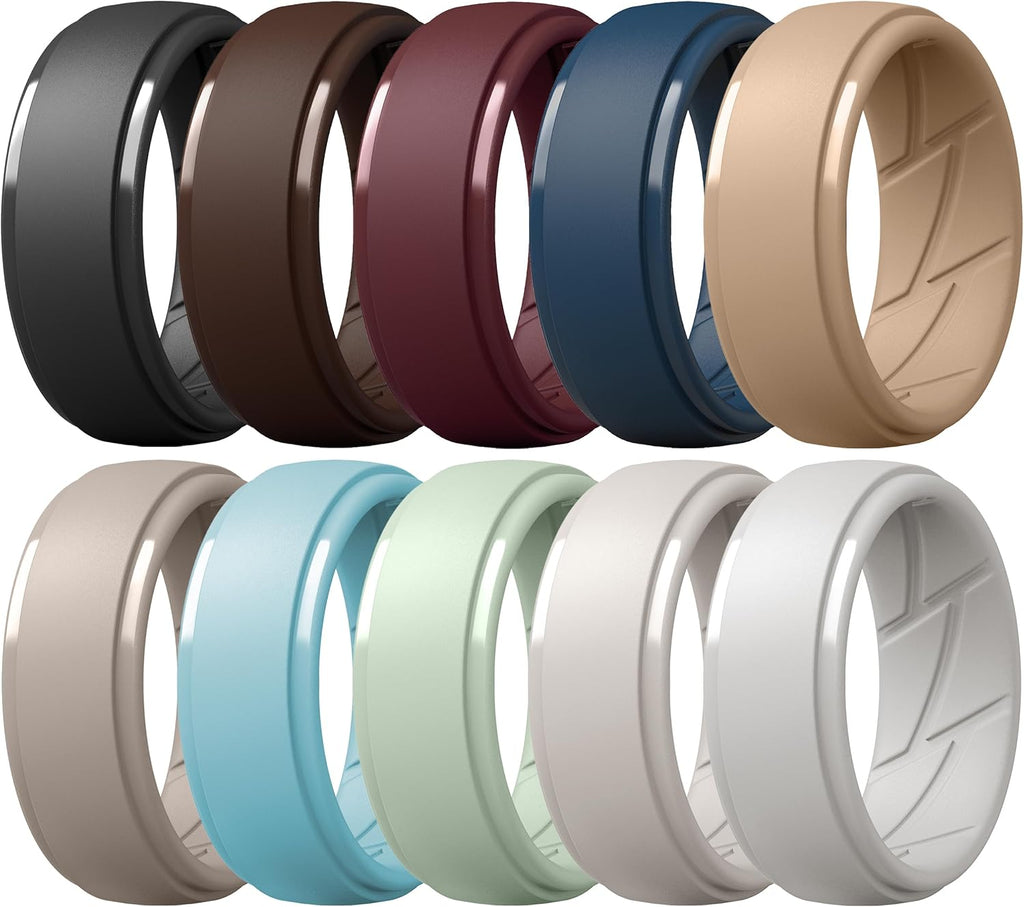 ThunderFit Men's Silicone Rings, Breathable Rubber Bands, 10mm Wide