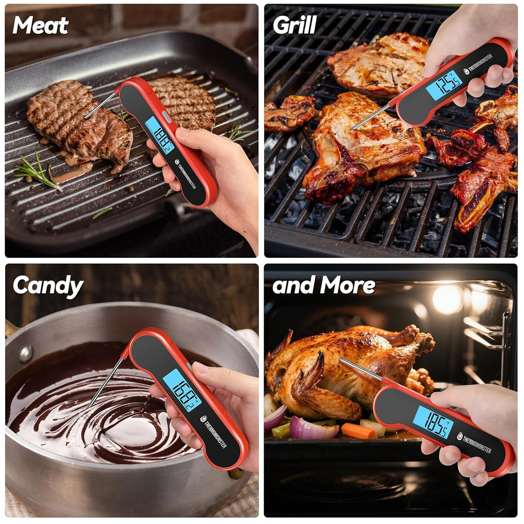 0.5 Sec Instant Read Meat Thermometer Digital for Cooking, Red