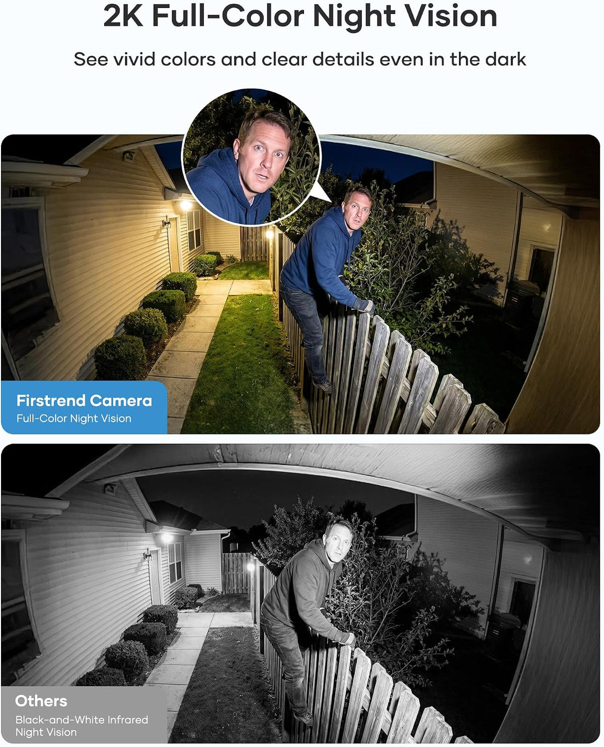 firstrend 2K QHD Solar Security Cameras Wireless Outdoor, Solar Powered
