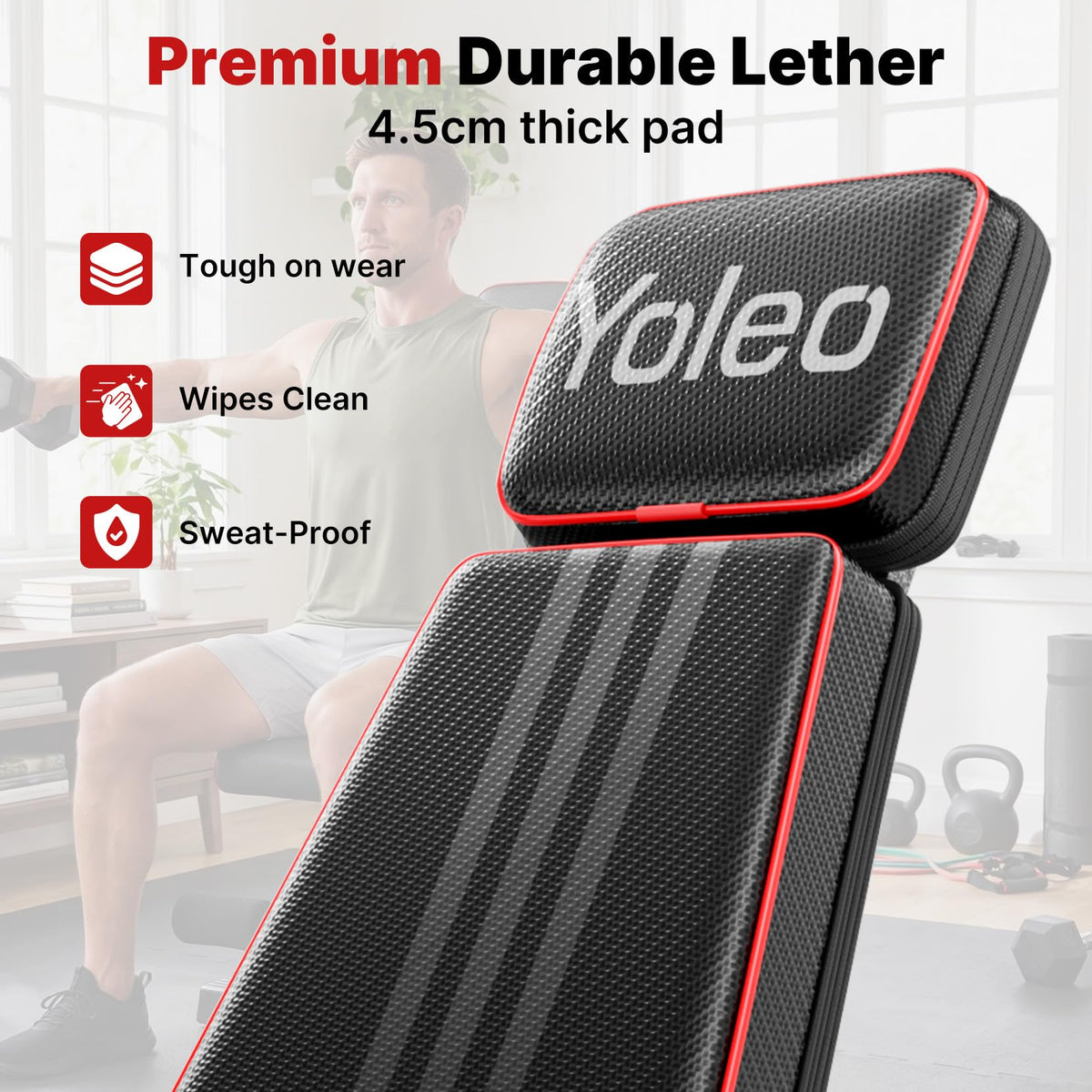 YOLEO Adjustable Weight Bench, ASTM-Certified 827LBS