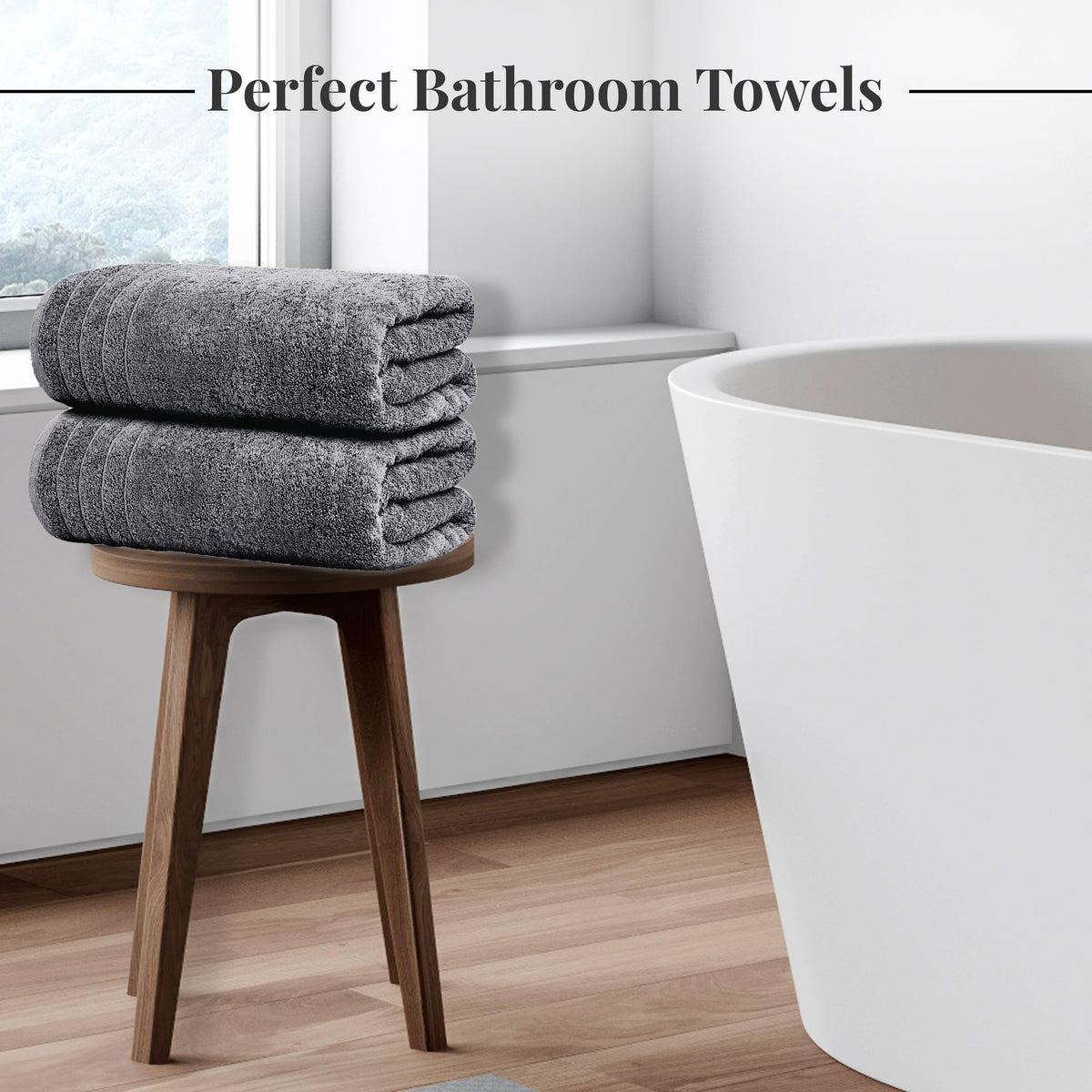 Tens Towels 8 Piece Towel Set, 2 XL Bath, 2 Hand, 4 Washcloth, Black