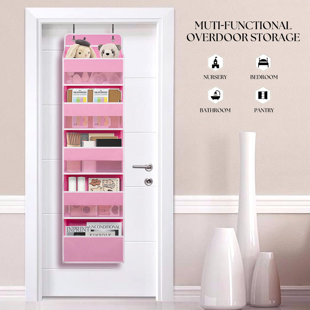 TYMENSH Over the Door Organizer for Bedroom Bathroom Pantry, 5 Shelf Black