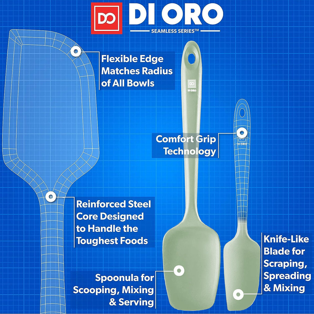 DI ORO Silicone Spatula Set - 600F Heat Resistant, 3-Pc Black