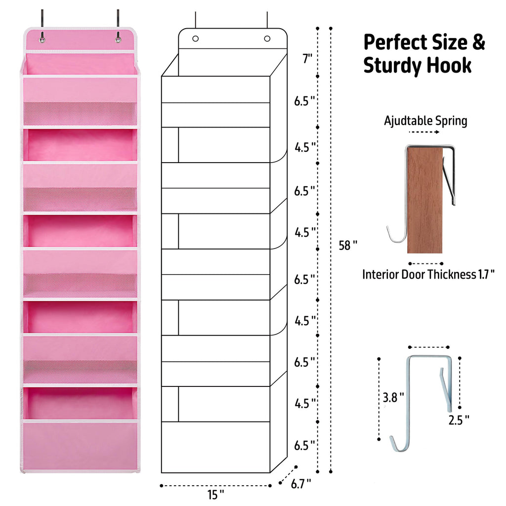 TYMENSH Over the Door Organizer for Bedroom Bathroom Pantry, 5 Shelf Black
