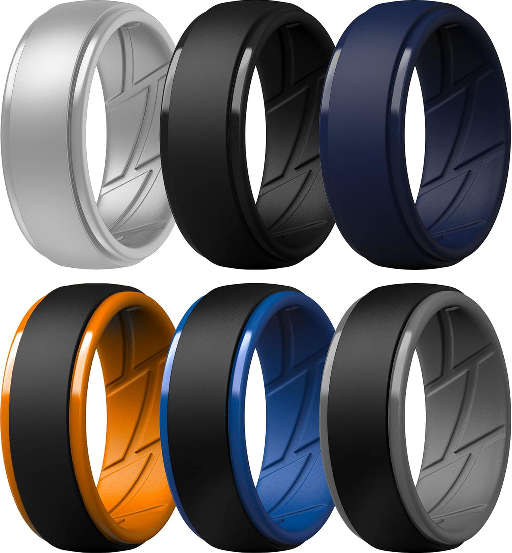 ThunderFit Men's Silicone Rings, Breathable Rubber Bands, 10mm Wide