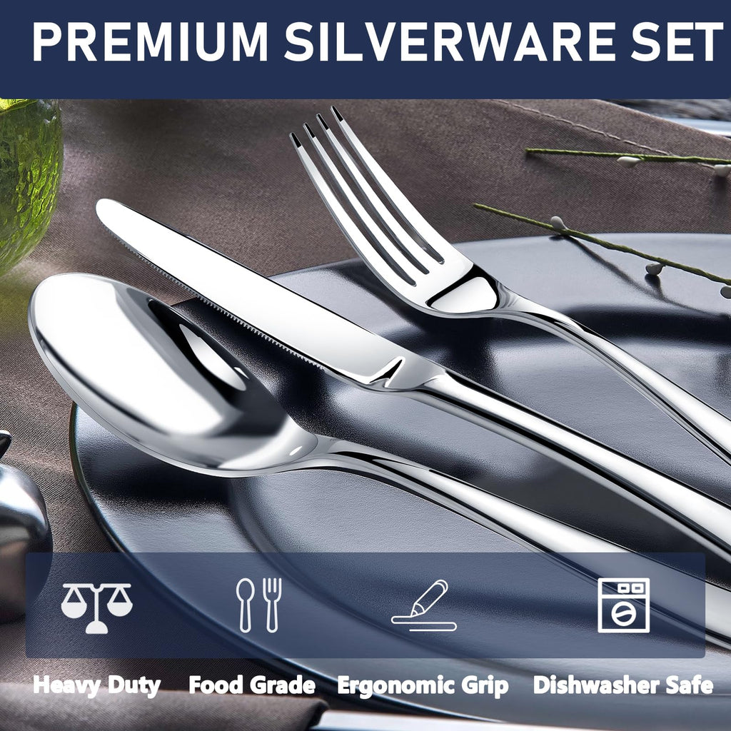 Silverware Set for 8, 40 Piece Stainless Steel Flatware Utensil Cutlery Set