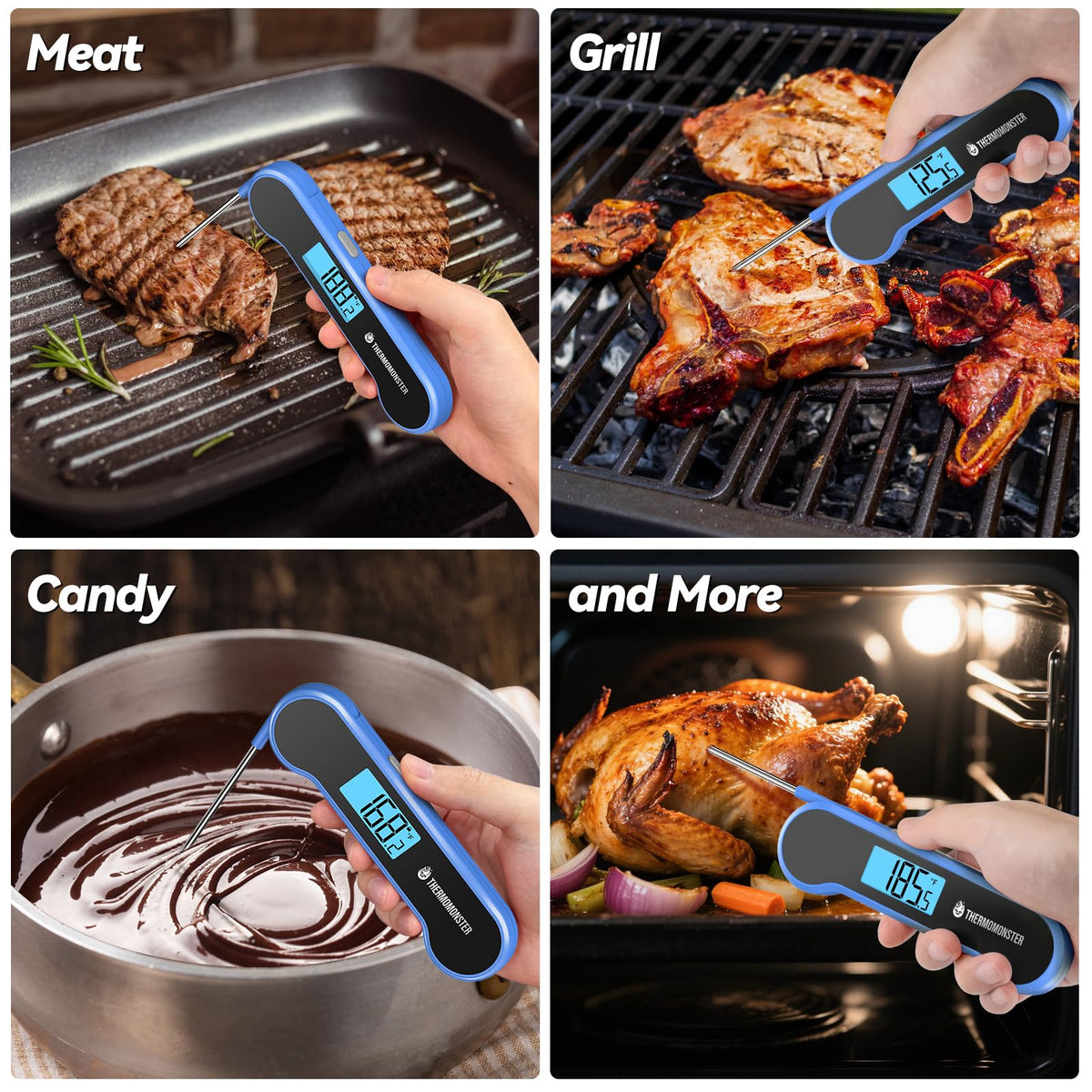 0.5 Sec Instant Read Meat Thermometer Digital for Cooking, Red