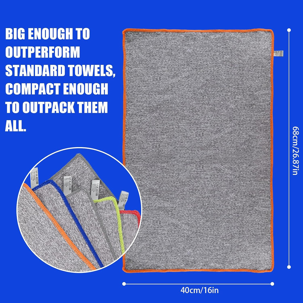 Microfiber Quick Dry Gym Towel, Lint Free Odor-Free Absorbent Fiber, Fast Drying, Men & Women Workout Gear for Body Sweat, Working Out, Towels (Grey, 5Pack - 16 * 27Inch)