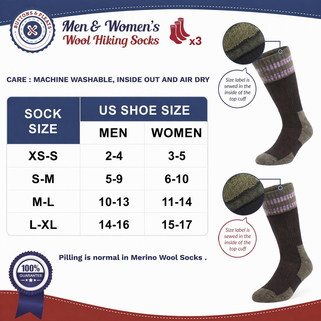 Wool Socks for Men & Women Merino Thermal Warm Cozy Winter Boot Sock