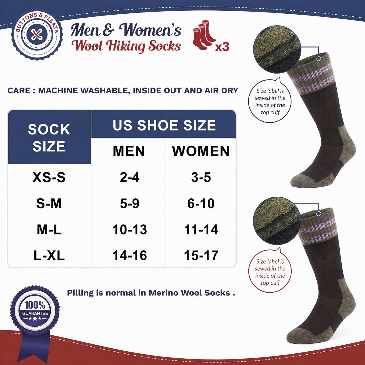 Wool Socks for Men & Women Merino Thermal Warm Cozy Winter Boot Sock
