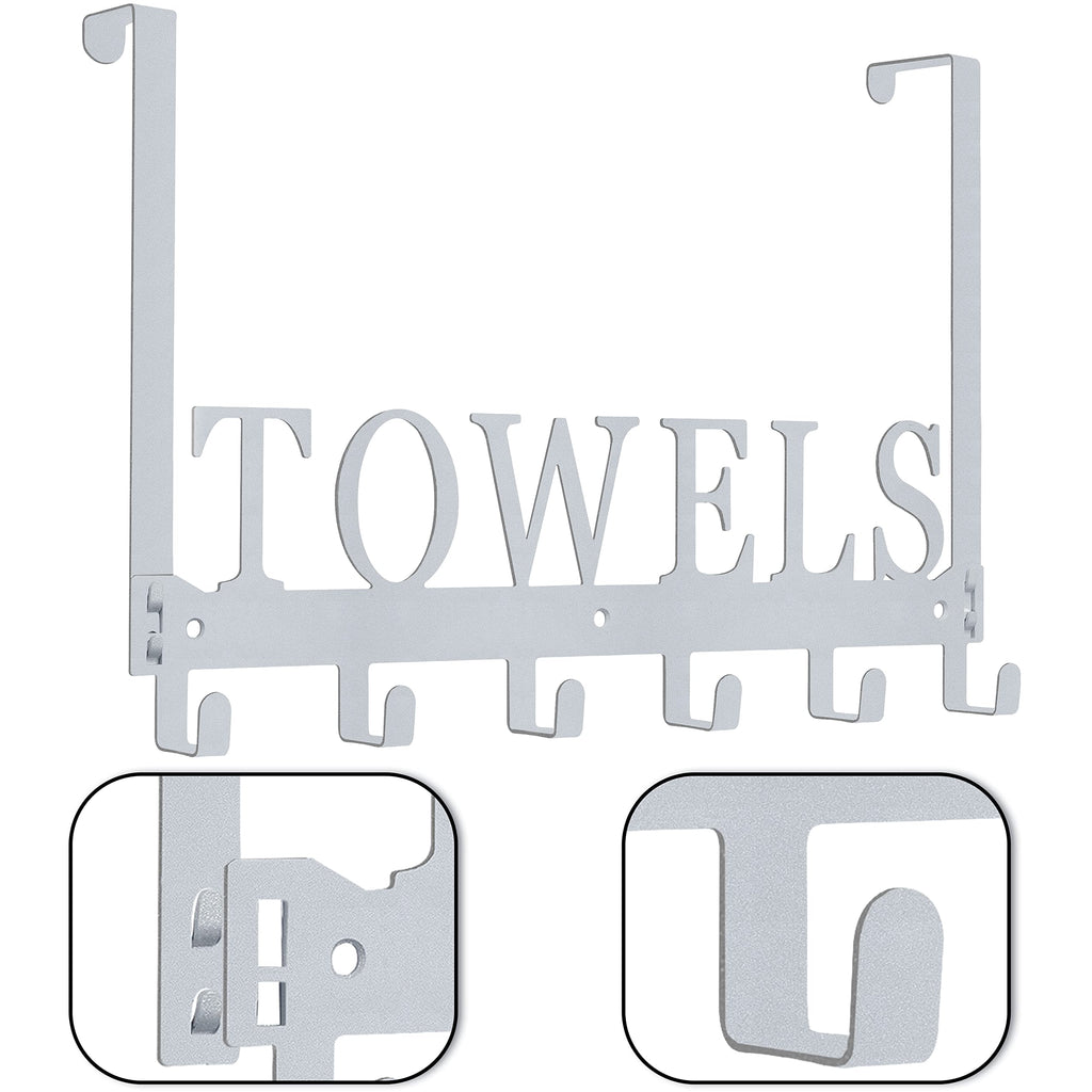 Kuhome Over The Door Hooks, Towel Holder for Bathroom, Door Mount Towel Rack Towel Hooks for Bedroom Beach Towels Bathrobe Wall Mount Hang on The Door Cabinet Cupboard Metal Sandblasted (Black)