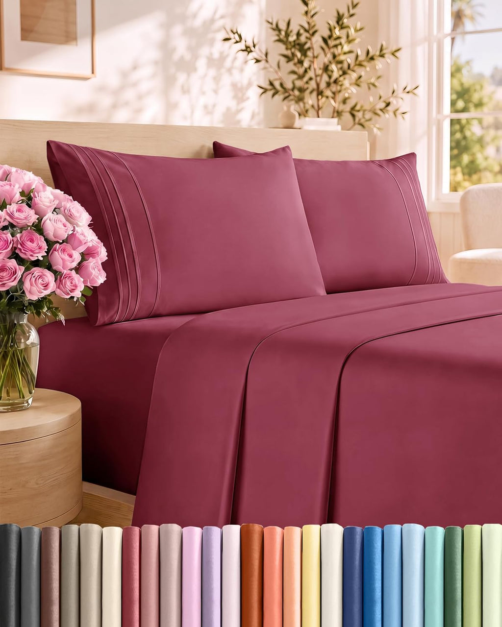 Short Queen Size 4 Piece Bed Sheet Set - RV Short Queen Sheets - Dark Grey