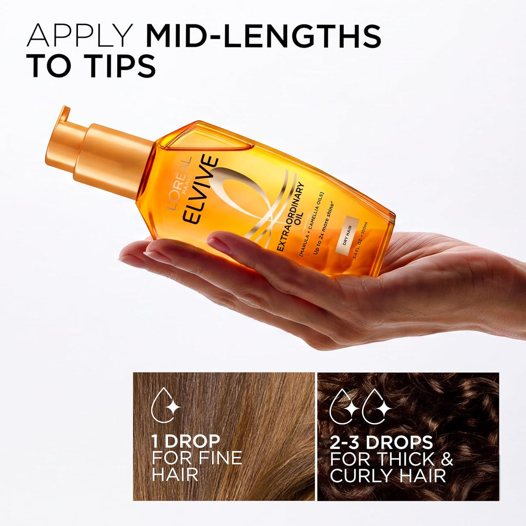 L'Oreal Paris Elvive Extraordinary Oil, Multi-Use Hair Oil, 3.4 Fl Oz