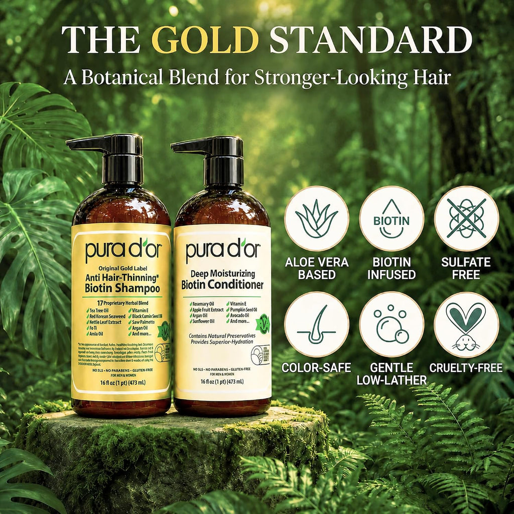 PURA D'OR Apple Cider Vinegar Shampoo & Conditioner Clarifying Set, 16oz x2