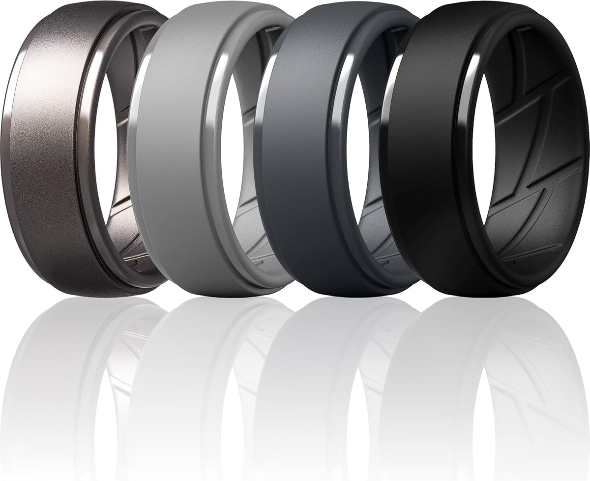 ThunderFit Men's Silicone Rings, Breathable Rubber Bands, 10mm Wide