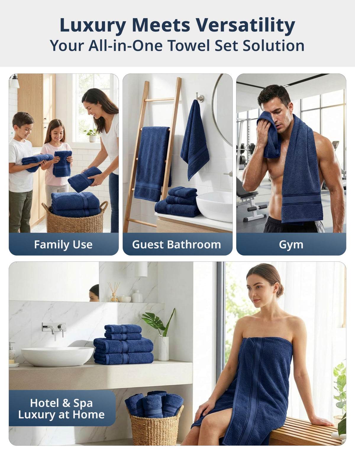 LANE LINEN Bath Towel Set 100% Cotton 18 Piece Soft Absorbent - Grey