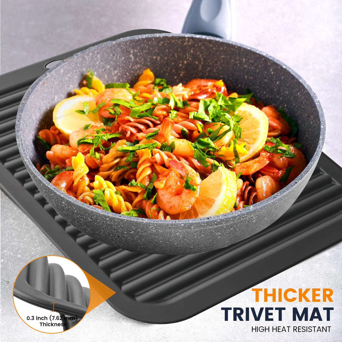Silicone Trivet Mats 4 Heat Resistant Pot Holders Multipurpose Non-Slip Hot Pads for Kitchen Potholders, Drying mat, Jar Opener, Spoon Holder, Coaster(Dark Grey)