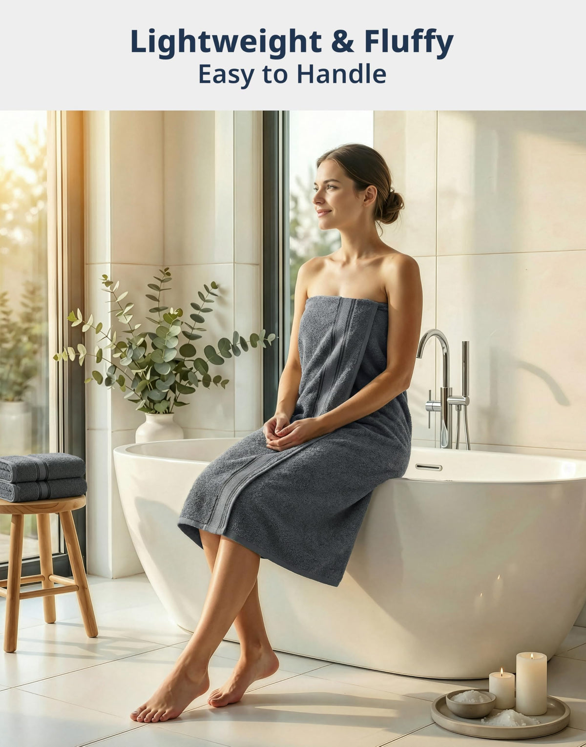 LANE LINEN Bath Towel Set 100% Cotton 18 Piece Soft Absorbent - Grey