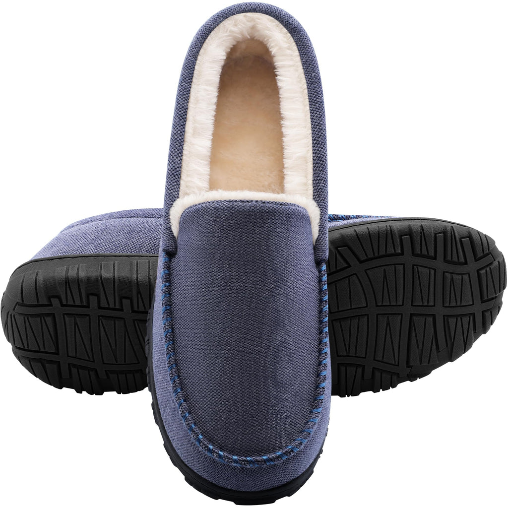 shoeslocker Men's Slippers Indoor Outdoor Warm Soft Plush Memory Foam House Slippers for Men Comfortable Bedroom Moccasin Slipper Non-Slip