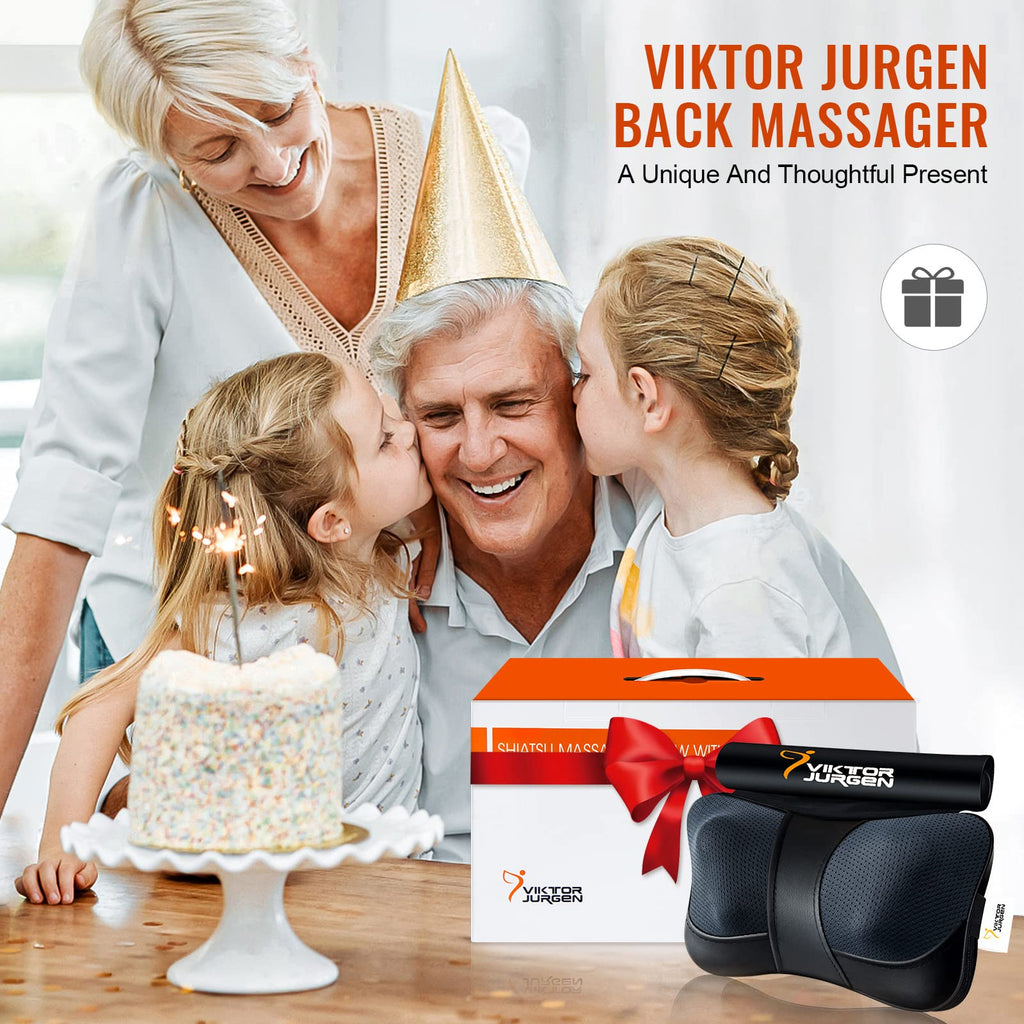 VIKTOR JURGEN Shiatsu Back Massager with Heat for Pain Relief, Gray