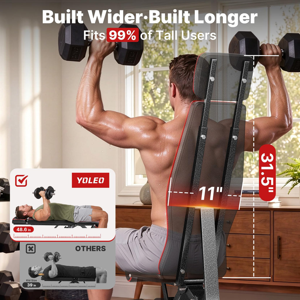 YOLEO Adjustable Weight Bench, ASTM-Certified 827LBS