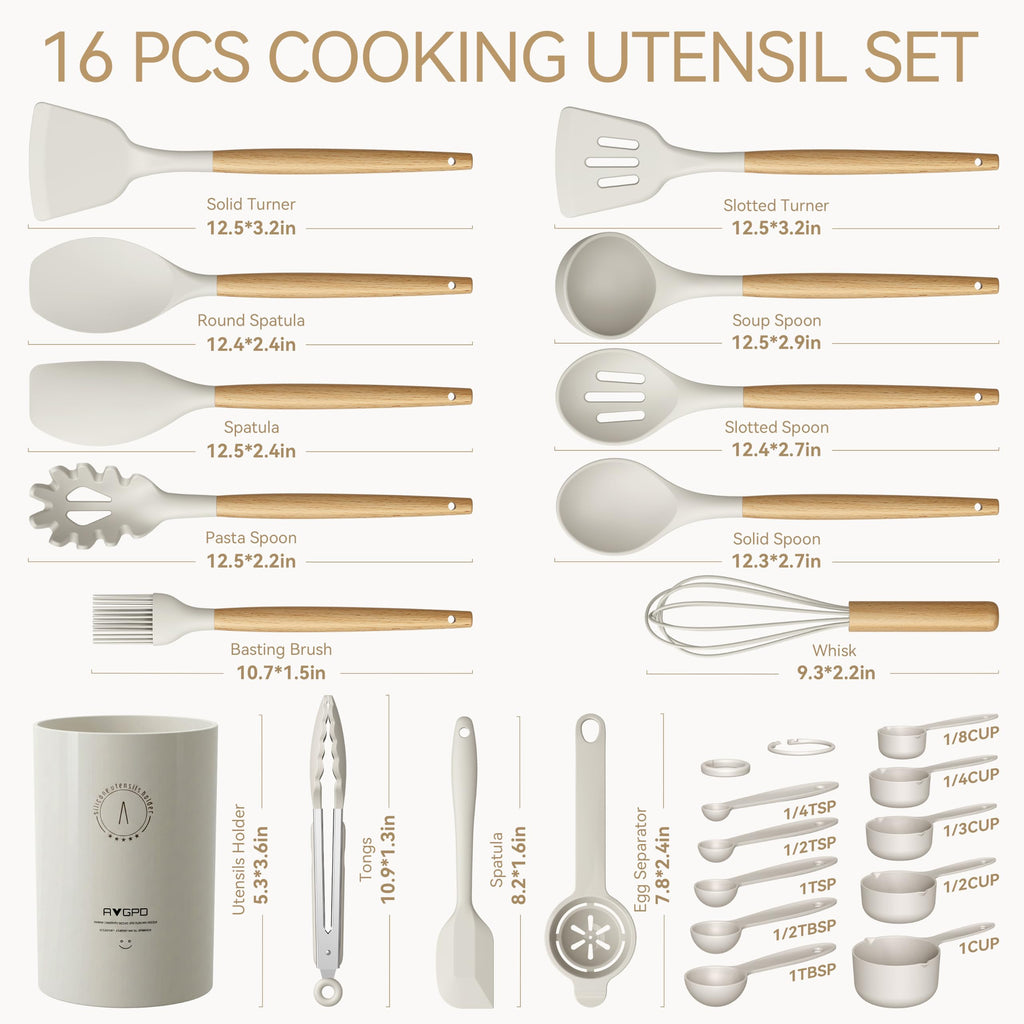 Silicone Kitchen Utensils Set, Heat-Resistant Cooking Utensils, BPA-Free