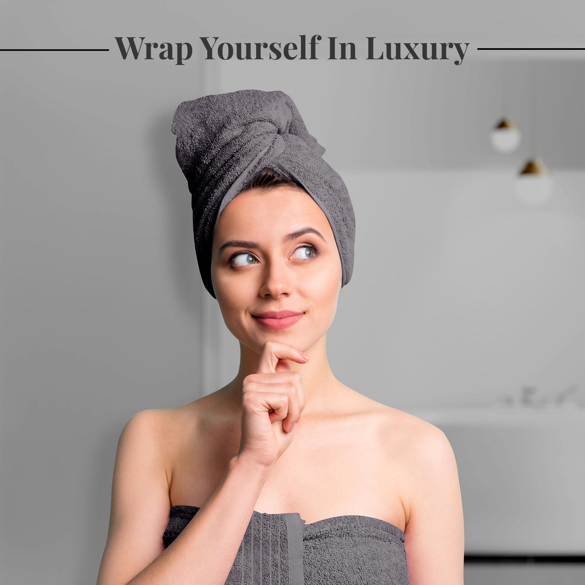 Tens Towels 8 Piece Towel Set, 2 XL Bath, 2 Hand, 4 Washcloth, Black