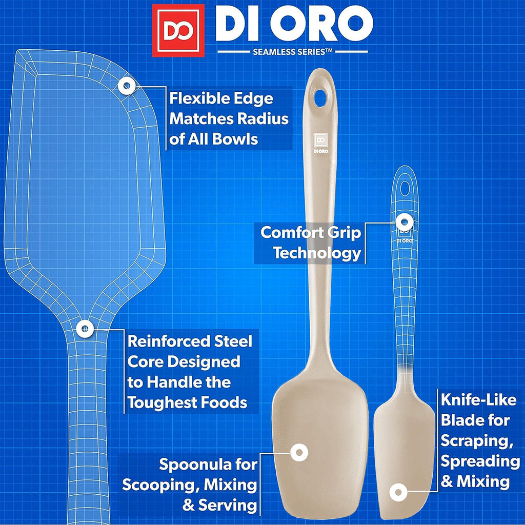 DI ORO Silicone Spatula Set - 600F Heat Resistant, 3-Pc Black