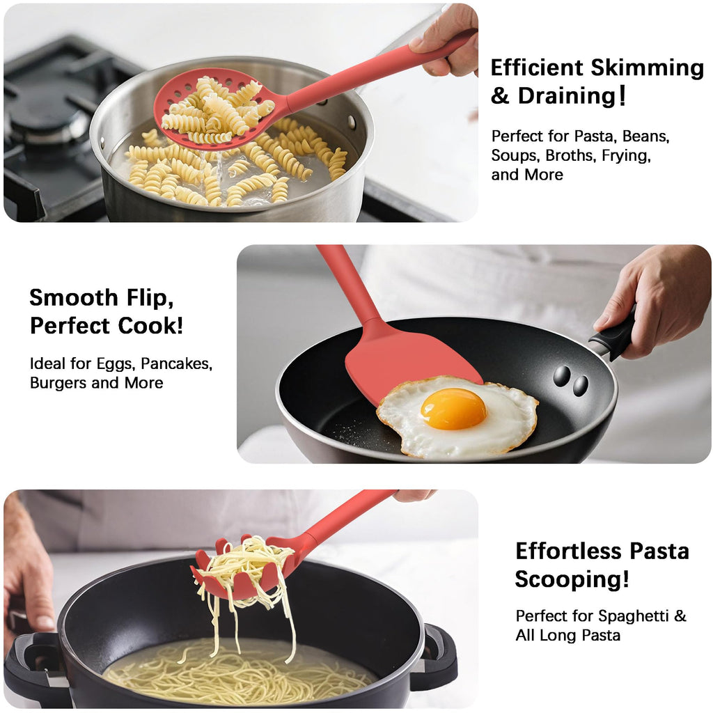Silicone Kitchen Cooking Utensils Set, Heat Resistant, 14-Piece
