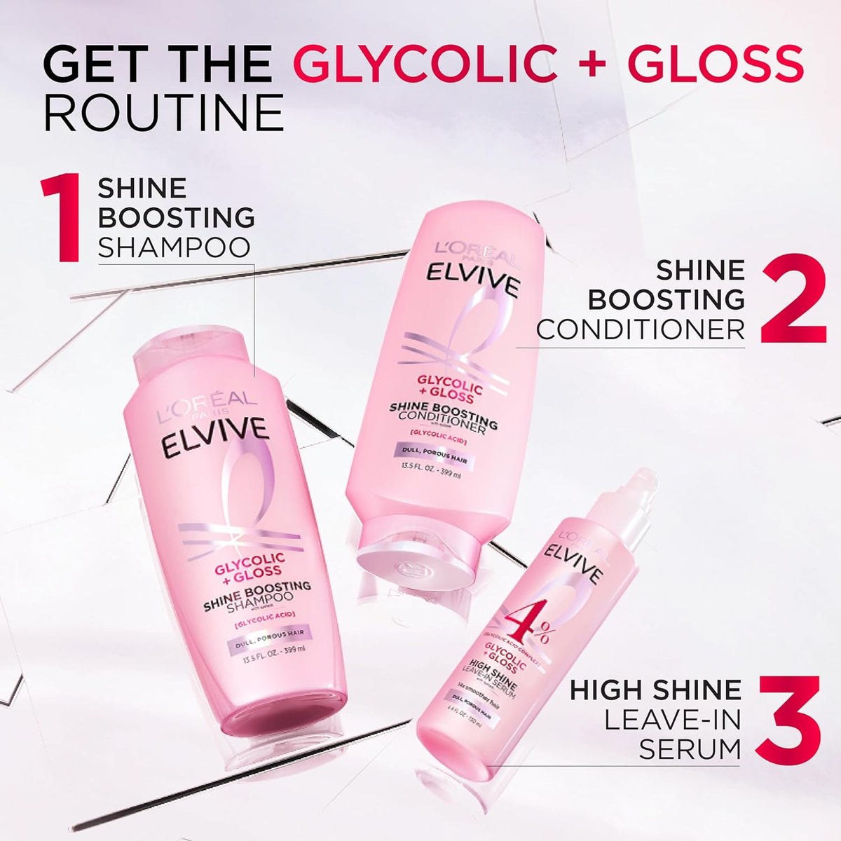L’Oreal Paris Elvive Glycolic + Gloss High-Shine Leave-In Serum, 4 Fl Oz