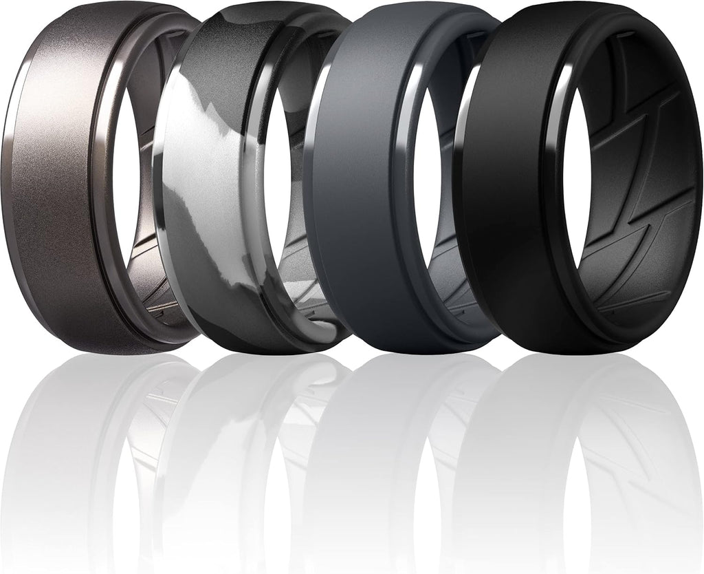 ThunderFit Men's Silicone Rings, Breathable Rubber Bands, 10mm Wide