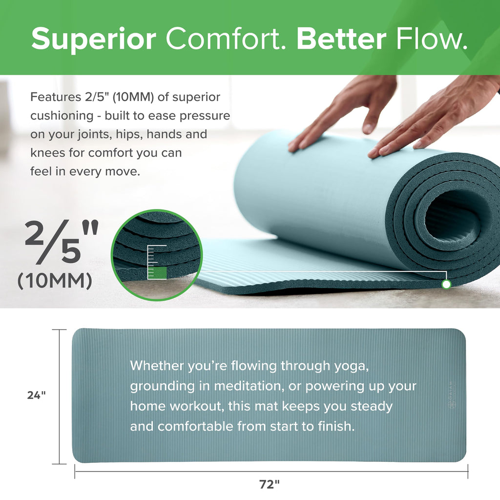 Gaiam Thick Yoga Mat, Exercise & Fitness Mat with Easy-Cinch Carrying Strap