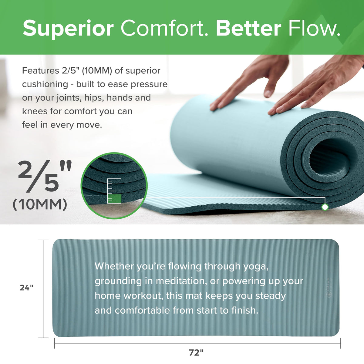 Gaiam Thick Yoga Mat, Exercise & Fitness Mat with Easy-Cinch Carrying Strap