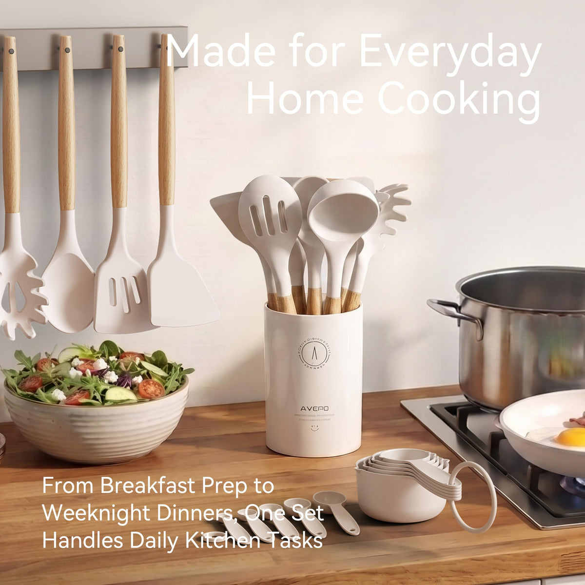 Silicone Kitchen Utensils Set, Heat-Resistant Cooking Utensils, BPA-Free