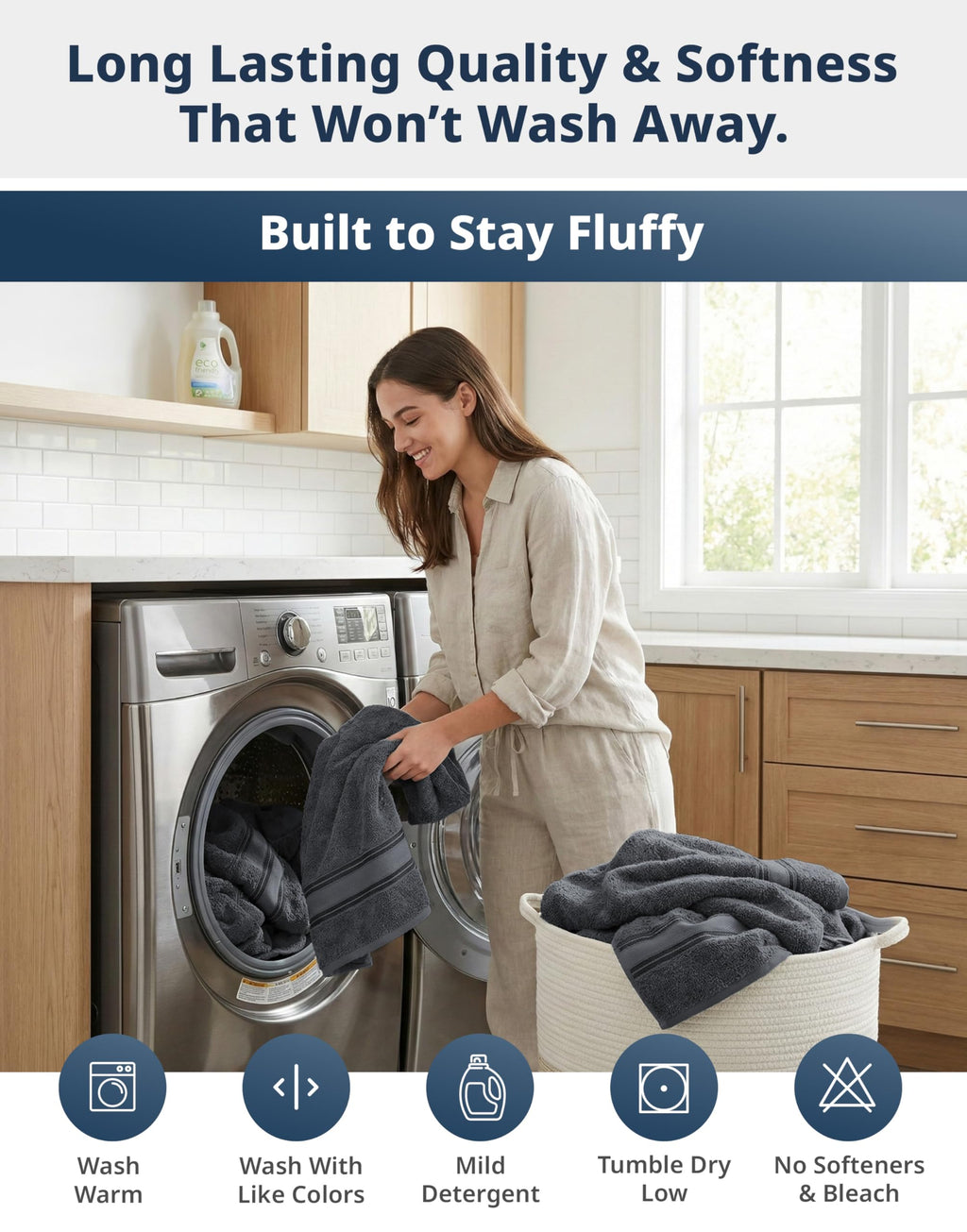 LANE LINEN Bath Towel Set 100% Cotton 18 Piece Soft Absorbent - Grey