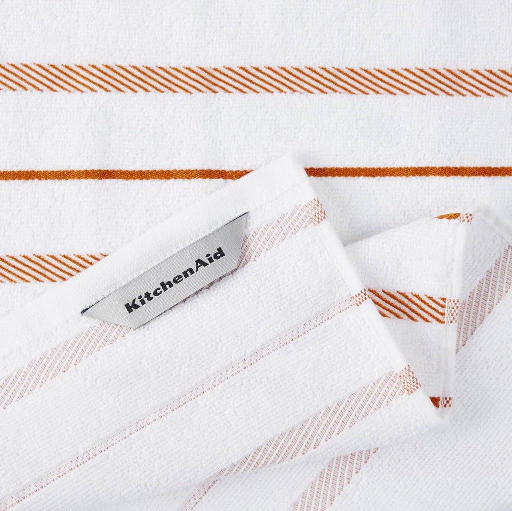 KitchenAid Albany Kitchen Towel 4-Pack Set, Milkshake Tan/White, 16"x26"