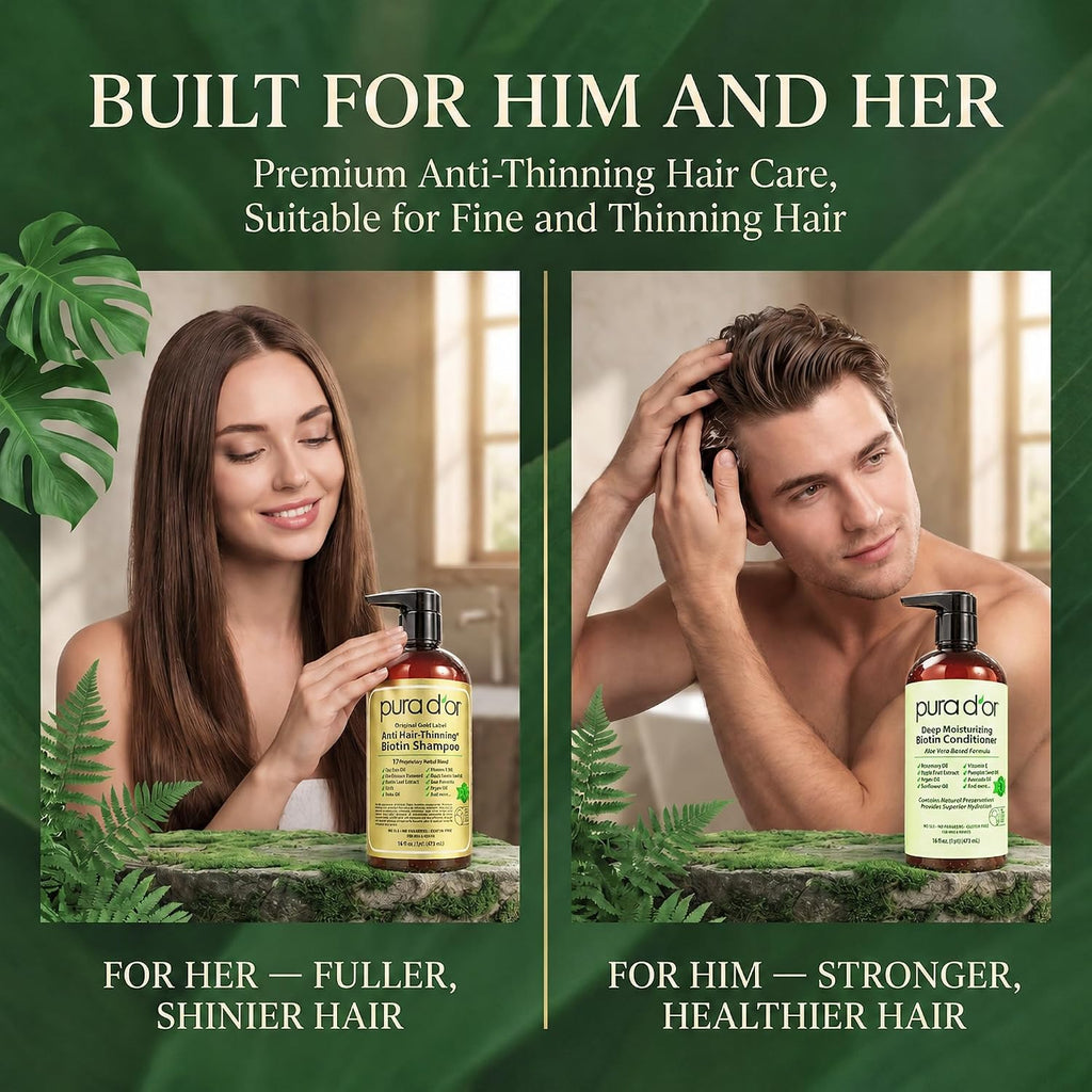 PURA D'OR Apple Cider Vinegar Shampoo & Conditioner Clarifying Set, 16oz x2