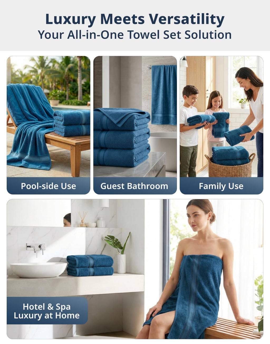 LANE LINEN Bath Towel Set 100% Cotton 18 Piece Soft Absorbent - Grey