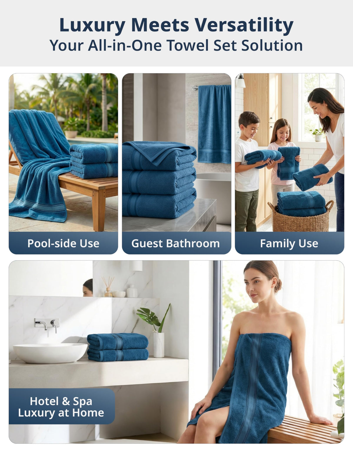 LANE LINEN Bath Towel Set 100% Cotton 18 Piece Soft Absorbent - Grey