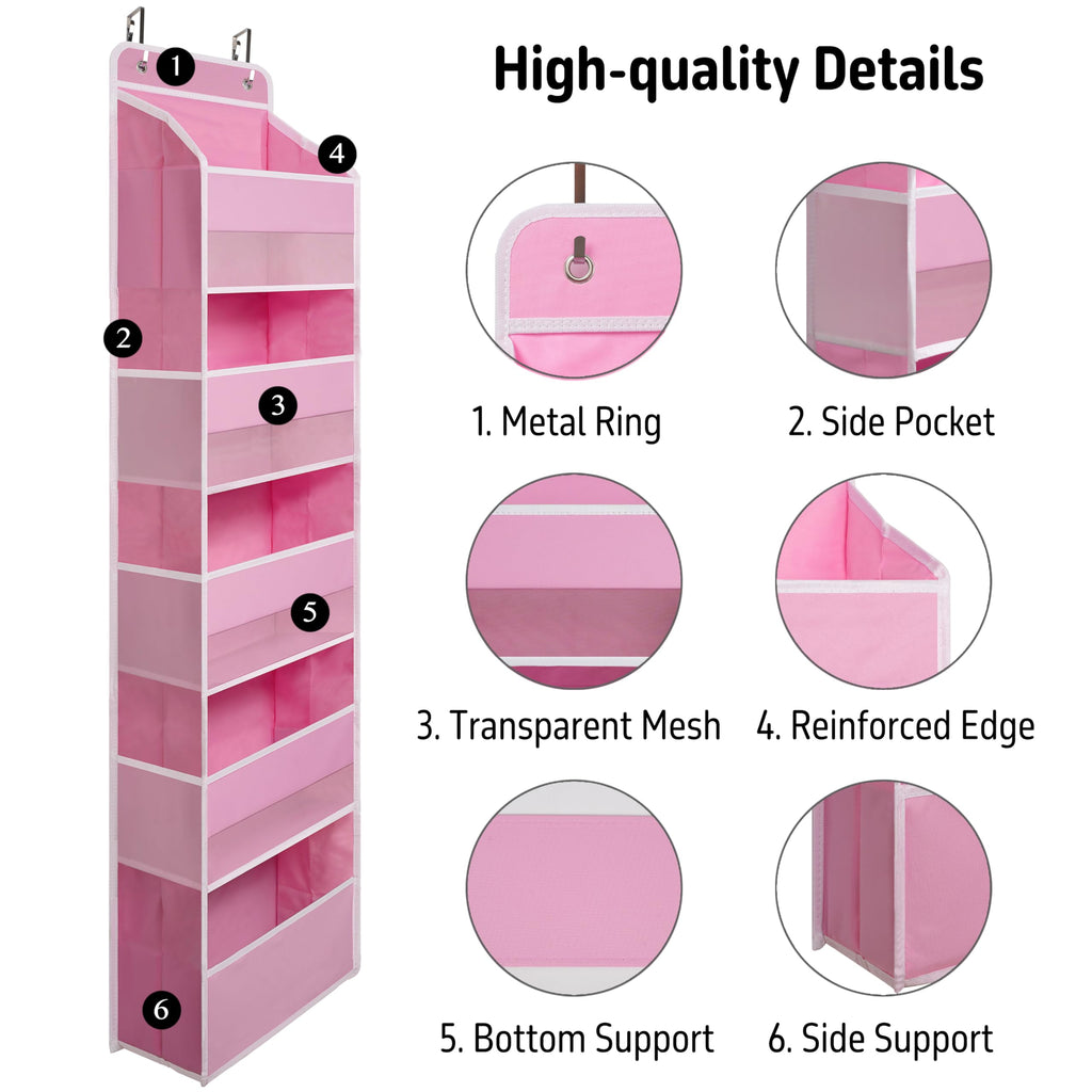 TYMENSH Over the Door Organizer for Bedroom Bathroom Pantry, 5 Shelf Black