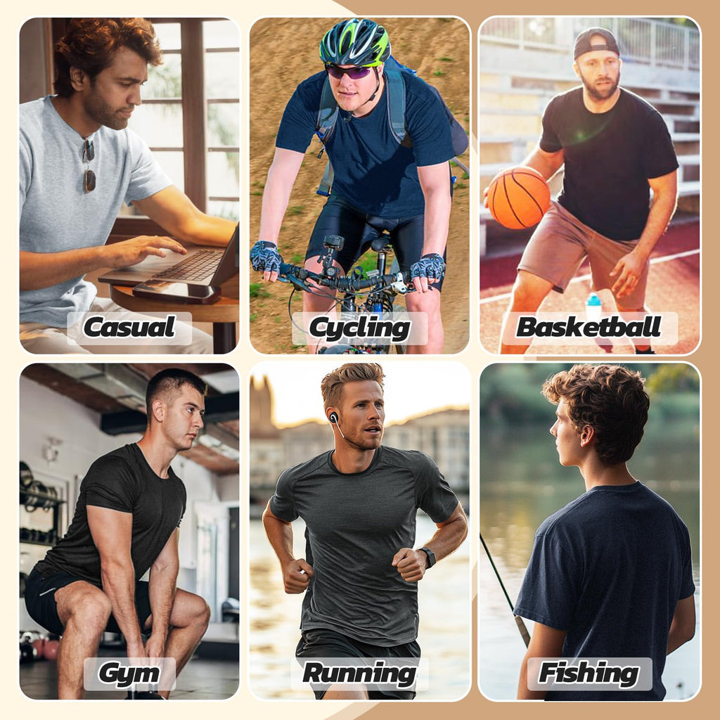 3 Pack Workout Mens Shirts Gym Quick Dry Moisture Wicking T Shirts（S-6XL）