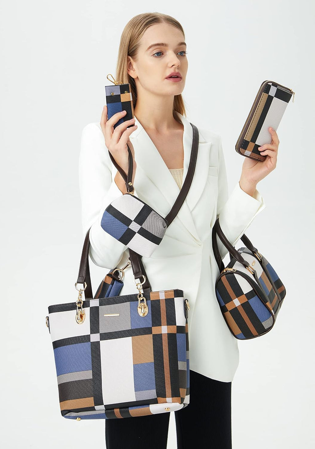2E-youth Damen Geldbrsen und Handtaschen Set Tragetasche, Umhngetasche