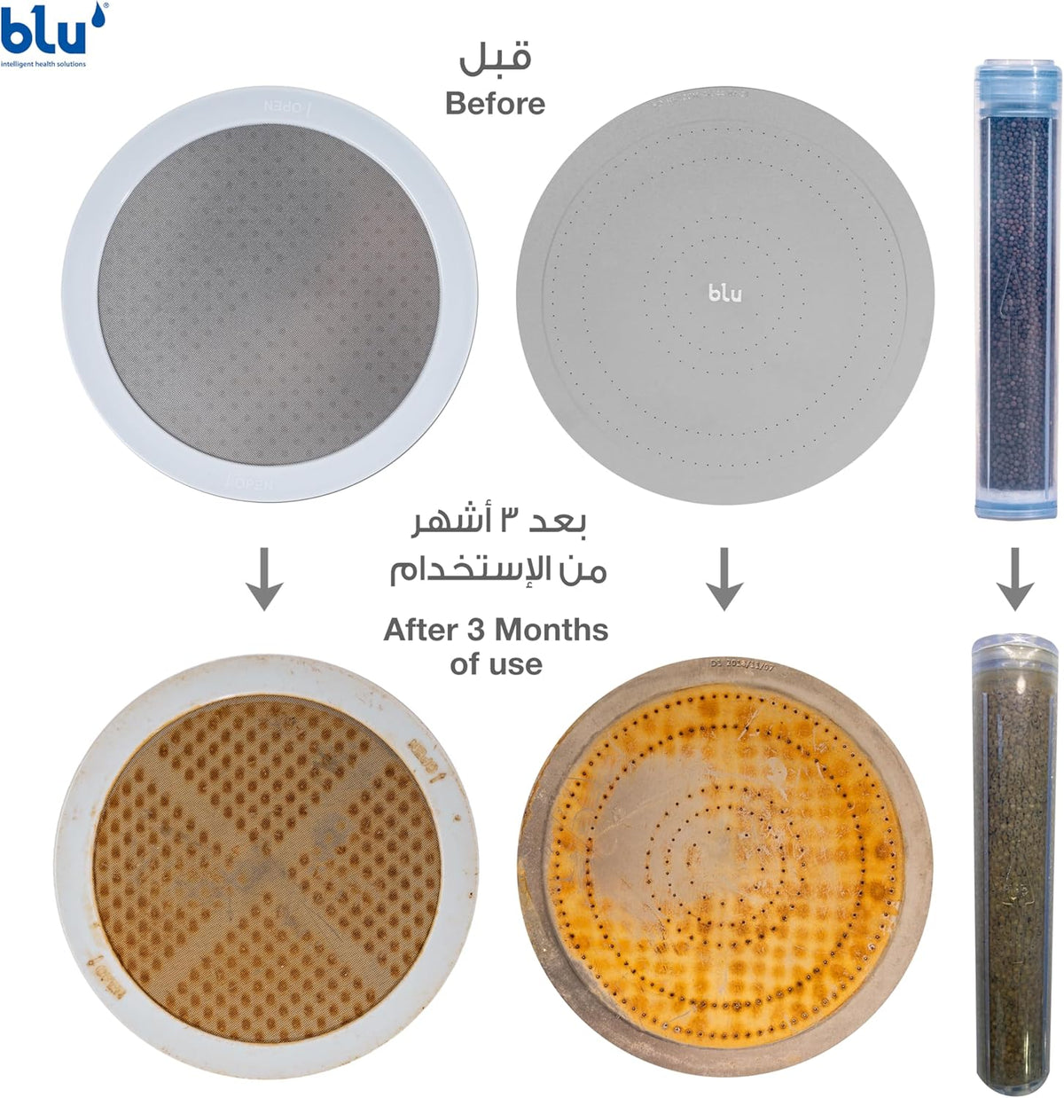 blu Ionic Shower Head and Shower Filter - Handheld - Removes Chlorine & Harmful Pollutants - Prevent Hair Loss & Moisturize Your Skin, Chrome